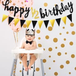 6 Months Happy Birthday Banner Happy 1/2 Birthday Banner Flag Banner for Half Year Baby Shower Birthday Party Decorations