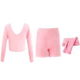 Kids Girl Ballet Sweater With Shorts Set Ballet Dance Gymnastics Wear Knitted Leg Warmer Long Sleeve Pull Over Sweater Winter