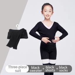Kids Girl Ballet Sweater With Shorts Set Ballet Dance Gymnastics Wear Knitted Leg Warmer Long Sleeve Pull Over Sweater Winter