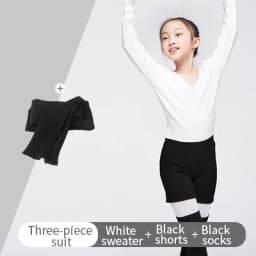 Kids Girl Ballet Sweater With Shorts Set Ballet Dance Gymnastics Wear Knitted Leg Warmer Long Sleeve Pull Over Sweater Winter