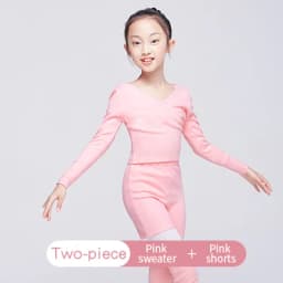 Kids Girl Ballet Sweater With Shorts Set Ballet Dance Gymnastics Wear Knitted Leg Warmer Long Sleeve Pull Over Sweater Winter