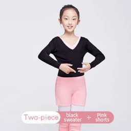 Kids Girl Ballet Sweater With Shorts Set Ballet Dance Gymnastics Wear Knitted Leg Warmer Long Sleeve Pull Over Sweater Winter