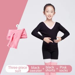 Kids Girl Ballet Sweater With Shorts Set Ballet Dance Gymnastics Wear Knitted Leg Warmer Long Sleeve Pull Over Sweater Winter