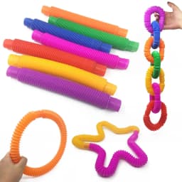 6PCS Flexible Plastic Popular Color Creative Telescopic Pipe Corrugated Decompression Vent Children's Toy Birthday Party Gift