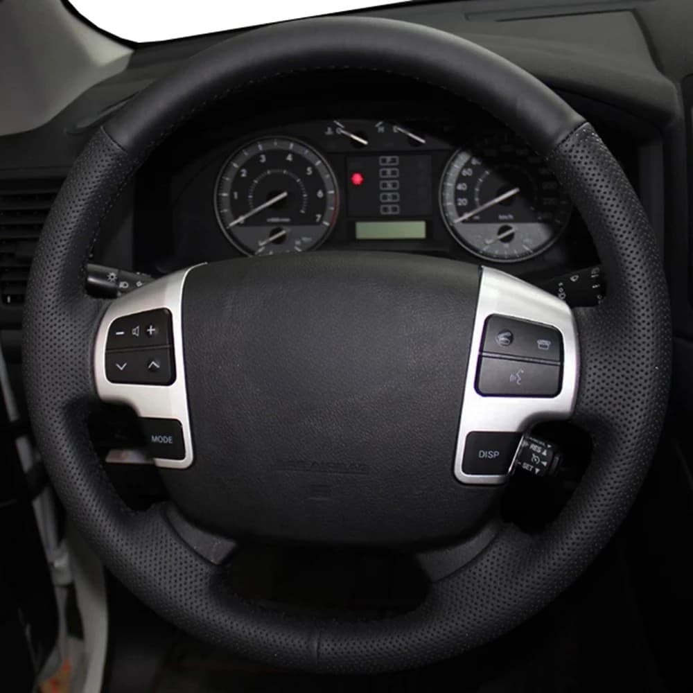 DIY Black Faux Leather Car Steering Wheel Cover For Toyota Land Cruiser 200 Series 70 Tundra Sequoia HiAce 2007-2018