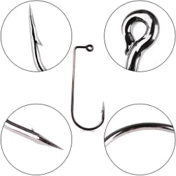50pcs High Carbon Steel Fishhook Black 90 Degree Aberdeen Offset Jig Fly Tying Strong Wire Fishing Hooks Sea Ocean Accessories