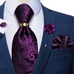 Luxury Blue Gold Paisley Ties For Men Business Wedding Neck Tie Set With Tie Ring Brooch Pin Men's Cufflinks Pocket Square