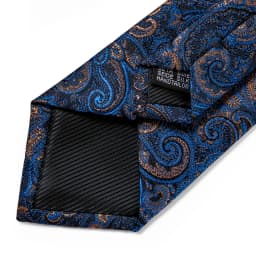 Luxury Blue Gold Paisley Ties For Men Business Wedding Neck Tie Set With Tie Ring Brooch Pin Men's Cufflinks Pocket Square