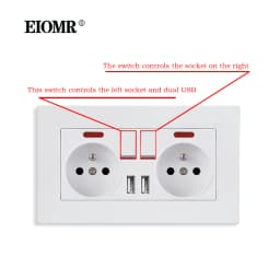 EIOMR EU Electrical Sockets with USB 110~220V 16A Wall Power Socket with Light Switch No Need To Pull The Plug Home Decoration