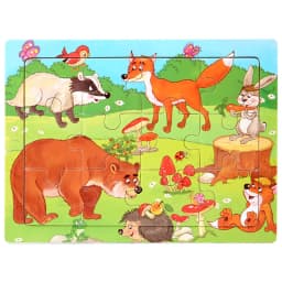 Montessori Wooden Toys for Children Cartoon Animal Jigsaw 3D Puzzle Board Game Educational Toys For Children Gifts