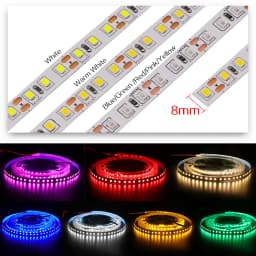 DC12V LED Strip Super Brighter 8mm Width 2835 120led/m Flexible Strip Light White/Warm white/Blue/Green/Red/Pink/Yellow 5meter
