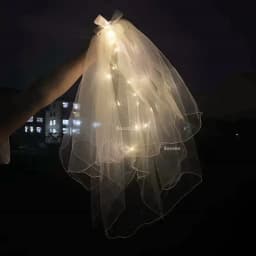 1/2Pcs LED Light Glowing Veil Ribbon Bow Glitter VeilTwo Layers Bridal Wedding Veils Soft Tulle Bridal Veils Accessories