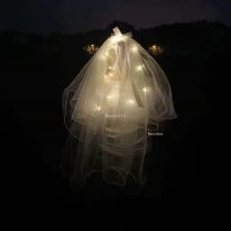 1/2Pcs LED Light Glowing Veil Ribbon Bow Glitter VeilTwo Layers Bridal Wedding Veils Soft Tulle Bridal Veils Accessories