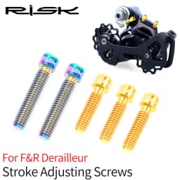 RISK Bicycle Front Rear Derailleur Bolts M4x13.5 M4x20mm Titanium Mountain Road Bike Front & Rear Derailleur Stroke Adjust Screw