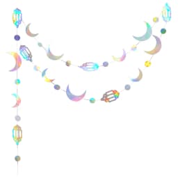 Iridescent Star Moon Circle Garland Ramadan EID Mubarak Birthday Party Decorations Hanging Crescent Twinkle Little Star Streamer