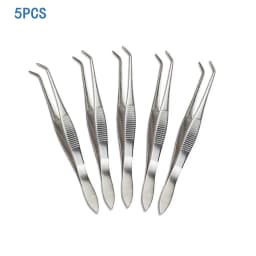 5PCS Straight/Elbow 10cm Stainless Steel Tweezers Tip Can Be Used For Laboratory Teaching Clips Practice Small Tweezers