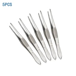 5PCS Straight/Elbow 10cm Stainless Steel Tweezers Tip Can Be Used For Laboratory Teaching Clips Practice Small Tweezers