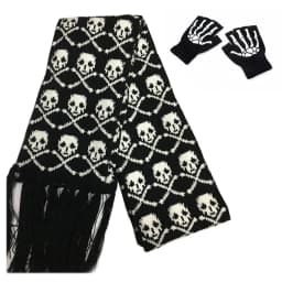 Halloween Skull Scarf Women Men Knitted Winter Warm Scarves Black White Gothic Pashmina Shawls Wrap Scarf for Halloween