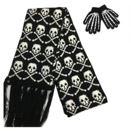 Halloween Skull Scarf Women Men Knitted Winter Warm Scarves Black White Gothic Pashmina Shawls Wrap Scarf for Halloween