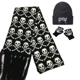 Halloween Skull Scarf Women Men Knitted Winter Warm Scarves Black White Gothic Pashmina Shawls Wrap Scarf for Halloween