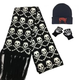 Halloween Skull Scarf Women Men Knitted Winter Warm Scarves Black White Gothic Pashmina Shawls Wrap Scarf for Halloween