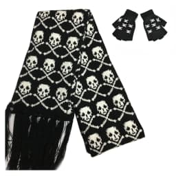 Halloween Skull Scarf Women Men Knitted Winter Warm Scarves Black White Gothic Pashmina Shawls Wrap Scarf for Halloween