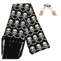 Halloween Skull Scarf Women Men Knitted Winter Warm Scarves Black White Gothic Pashmina Shawls Wrap Scarf for Halloween
