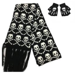 Halloween Skull Scarf Women Men Knitted Winter Warm Scarves Black White Gothic Pashmina Shawls Wrap Scarf for Halloween