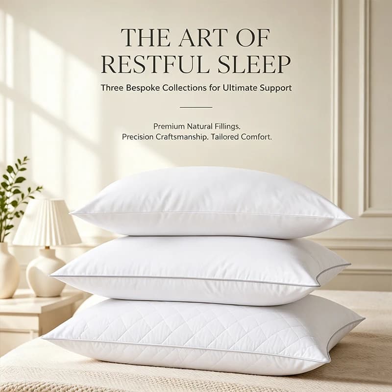 100% Cotton Goose Down Feather Sofa Cushion Bed Pillow Hotel Memory Cushy Support Hypoallergenic for Side Sleepers