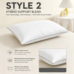100% Cotton Goose Down Feather Sofa Cushion Bed Pillow Hotel Memory Cushy Support Hypoallergenic for Side Sleepers
