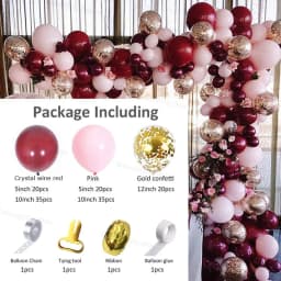 134Pcs Burgundy Wine Red Pink Balloons Arch Garland Kit Gold Confetti Balloons Valentine's Day Decor New Year Decoration 2022