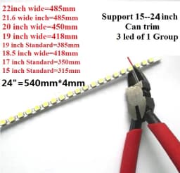 LED Backlight Kit 540mm, Work for 15' 17' 19' 22 Inch 24', LCD Screen Upgrade LED Monitor