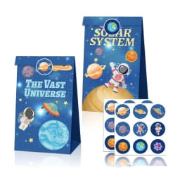 12/36Pcs Outer Space Planet Favor Box Gift Box Paper Bags Happy Birthday Party Decoration Event Party Supplies Candy Box