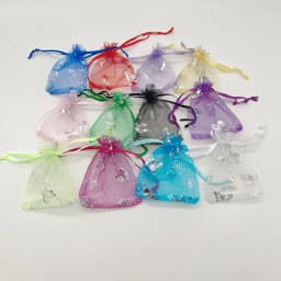 Organza Gift Bags, Butterfly, Rose, Heart, Organza Sachet, Wedding Packaging, Jewelry Storage Bags, Drawstring Bag, 100Pcs, 7x9