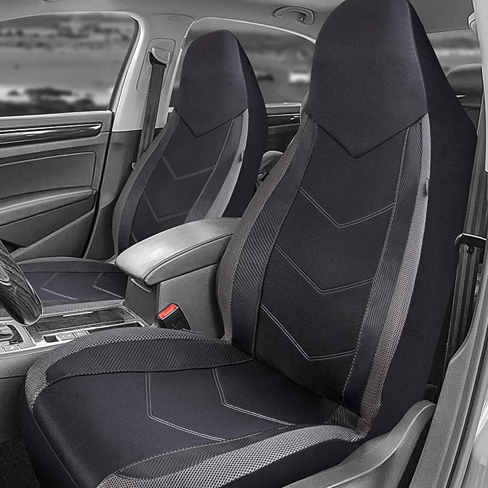 AUTOKING High Back Bucket Universal Seat Protector Breathable Mesh Fabric Carbon Fiber Texture Seat Car Seat Cover Cushion