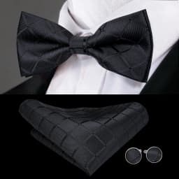 Hi-Tie Silk Pink Striped Mens Bowtie Jacquard Adult Bow Tie Hankerchief Cufflinks Set Pre-tied Butterfly Bowknot Wedding Party