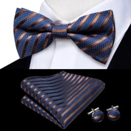 Hi-Tie Silk Pink Striped Mens Bowtie Jacquard Adult Bow Tie Hankerchief Cufflinks Set Pre-tied Butterfly Bowknot Wedding Party