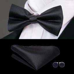 Hi-Tie Silk Pink Striped Mens Bowtie Jacquard Adult Bow Tie Hankerchief Cufflinks Set Pre-tied Butterfly Bowknot Wedding Party
