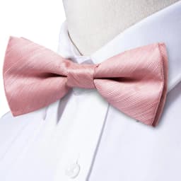 Hi-Tie Silk Pink Striped Mens Bowtie Jacquard Adult Bow Tie Hankerchief Cufflinks Set Pre-tied Butterfly Bowknot Wedding Party