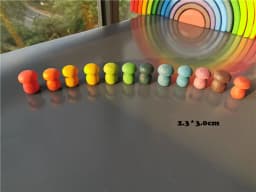 Kids Wooden Rainbow Mandala Block Montessori Loose Parts Toy Mushrooms Honeycomb Droplets Bamboo Shoots Acorns Tree Cones