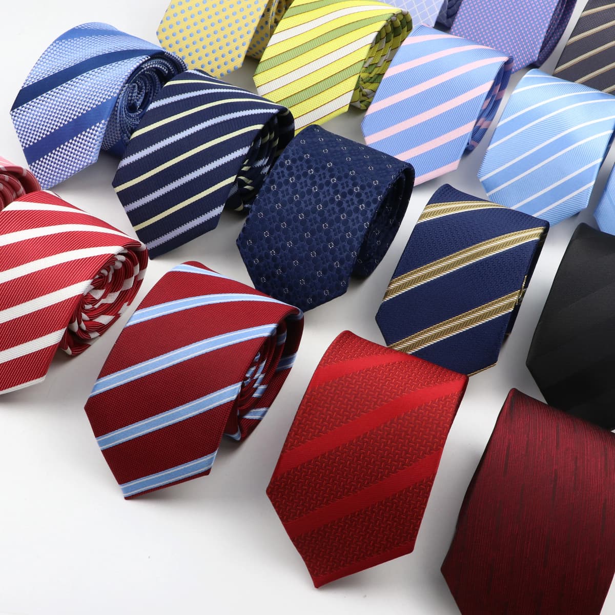New Men's Tie Classic Red Blue Black Solid Color Stripe 7cm Jacquard Necktie Daily Wear Business Formal Wedding Tie Gift For Men
