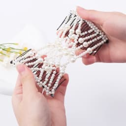 Women DIY Hair Accessories Pearl Beaded Elastic Hair Claw Hairpin Magic Comb Up-Do Hairstyle Bun Maker Tool Ponytail Hairdo Wolf