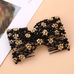 Women DIY Hair Accessories Pearl Beaded Elastic Hair Claw Hairpin Magic Comb Up-Do Hairstyle Bun Maker Tool Ponytail Hairdo Wolf