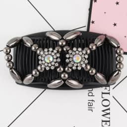 Women DIY Hair Accessories Pearl Beaded Elastic Hair Claw Hairpin Magic Comb Up-Do Hairstyle Bun Maker Tool Ponytail Hairdo Wolf