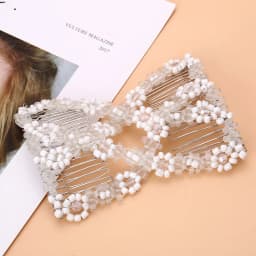 Women DIY Hair Accessories Pearl Beaded Elastic Hair Claw Hairpin Magic Comb Up-Do Hairstyle Bun Maker Tool Ponytail Hairdo Wolf