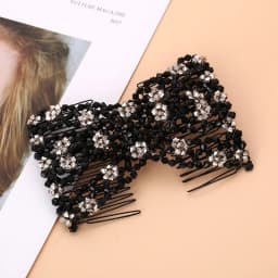 Women DIY Hair Accessories Pearl Beaded Elastic Hair Claw Hairpin Magic Comb Up-Do Hairstyle Bun Maker Tool Ponytail Hairdo Wolf