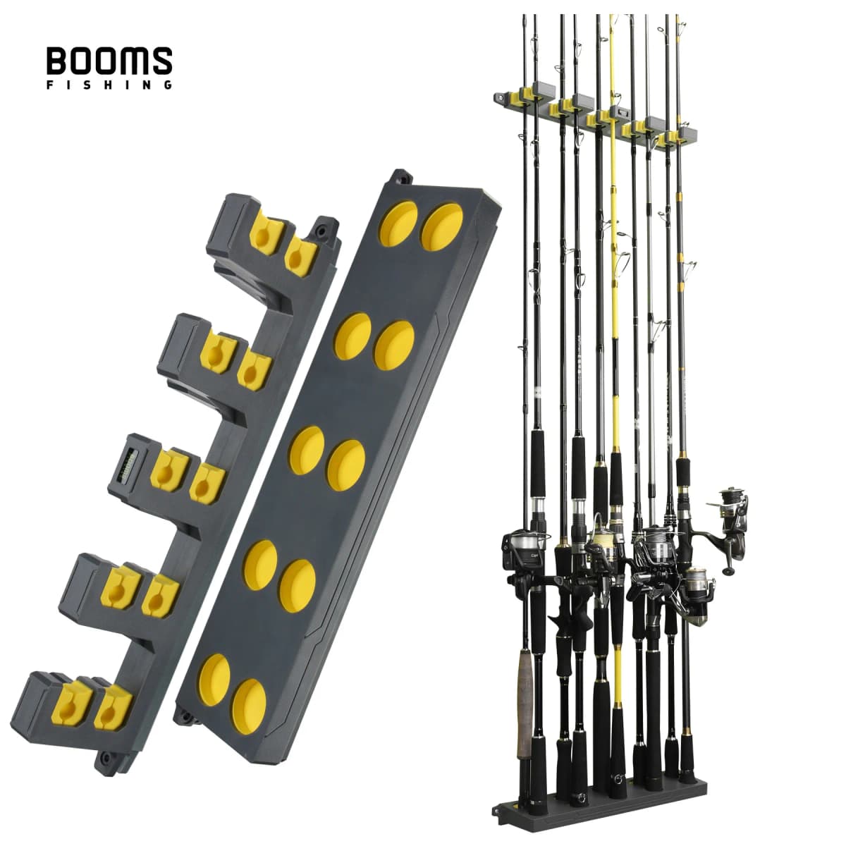 Booms Fishing WV4 Fishing Rod Holders Vertical Wall Rod Rack Store Up to 10 Rods For Fishing Pole Holder Storage Tools 4 Colors