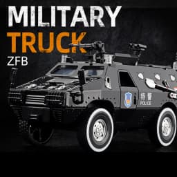 1:24 Alloy Armored Car Truck Model Diecasts Off-road Vehicles Model Metal Police Explosion Proof Car Model Sound Light Kids Gift