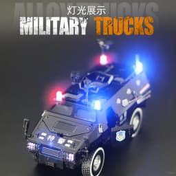 1:24 Alloy Armored Car Truck Model Diecasts Off-road Vehicles Model Metal Police Explosion Proof Car Model Sound Light Kids Gift
