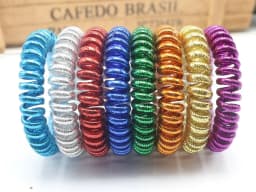 10 Metallic Colour Spiral Coil Elastic Hair Ties Scrunchies Telephone Cord 50mm
